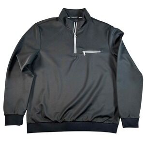 BUGATCHI Quarter Zip Pullover Track Jacket Mens XL Black Long Sleeve Athletic